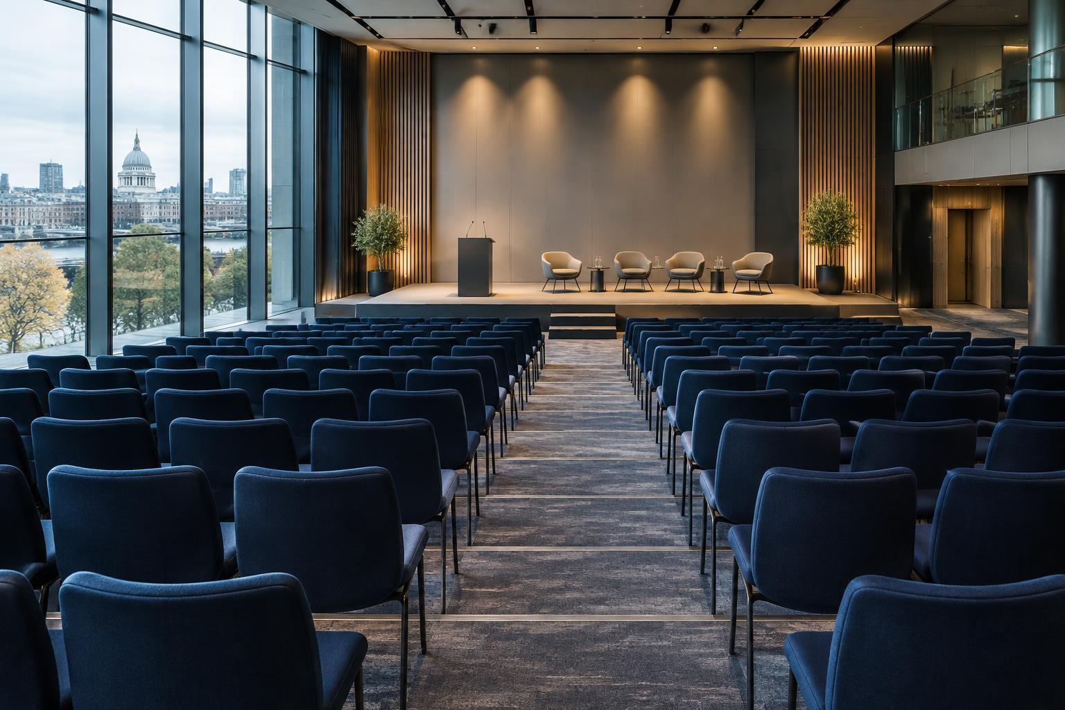 Illustrative image of an empty conference auditorium